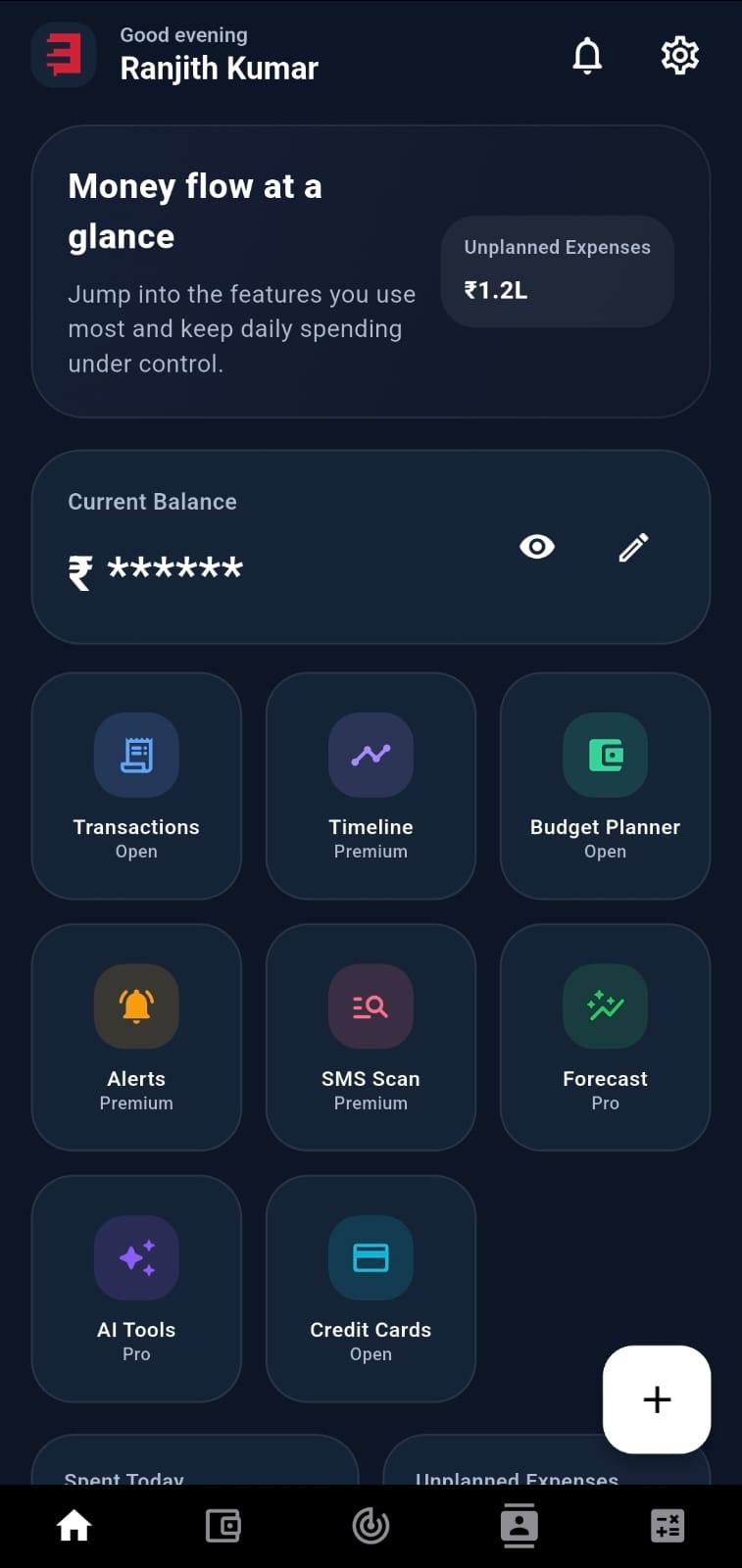 FiscusFlow home dashboard